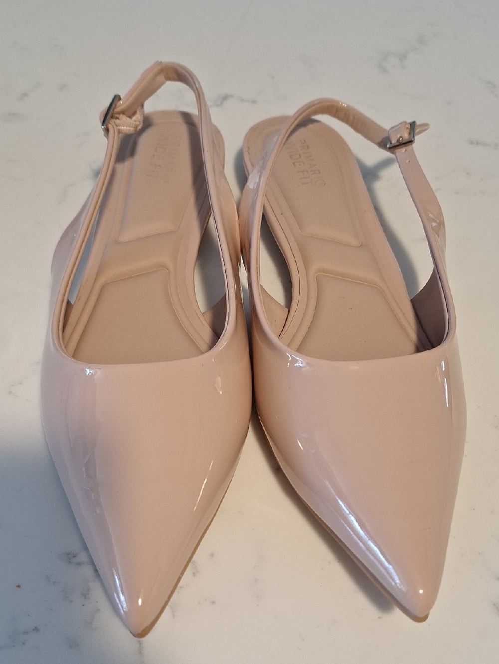 Primark Nude Patent Pointed Slingback Flats